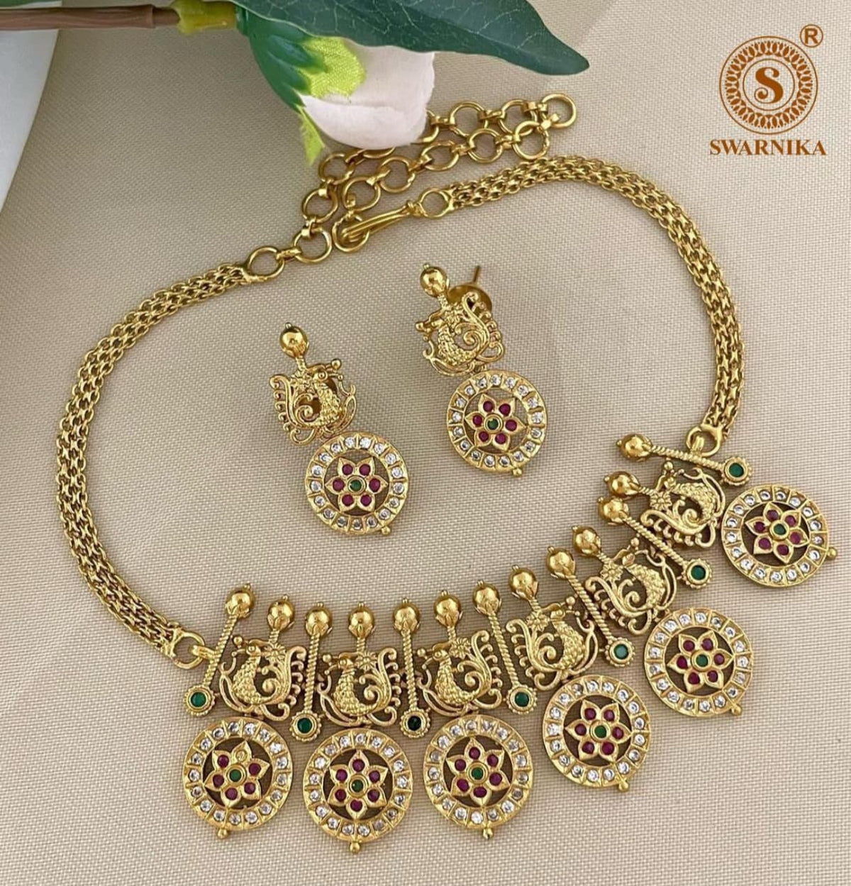 Chokkar Necklace Set – Antique Gold Kemp Choker