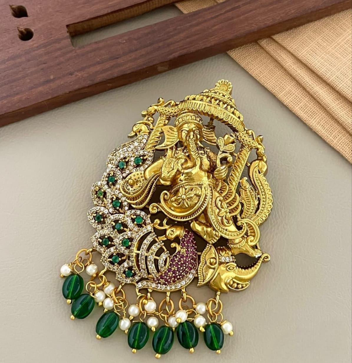 Peacock Pendant – Antique Gold Kemp Stone Jewellery