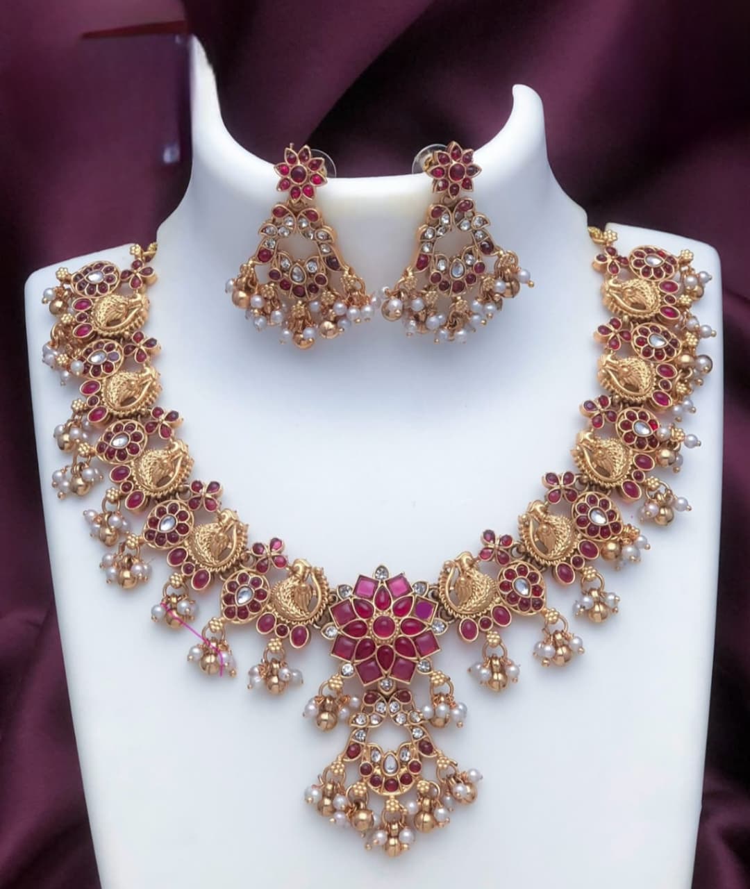 Enamul Necklace Set – Antique Gold Meenakari Jewellery