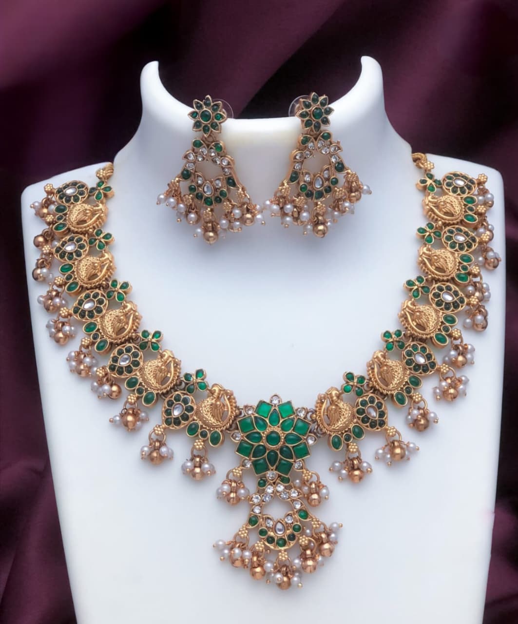 Enamul Necklace Set – Antique Gold Meenakari Jewellery