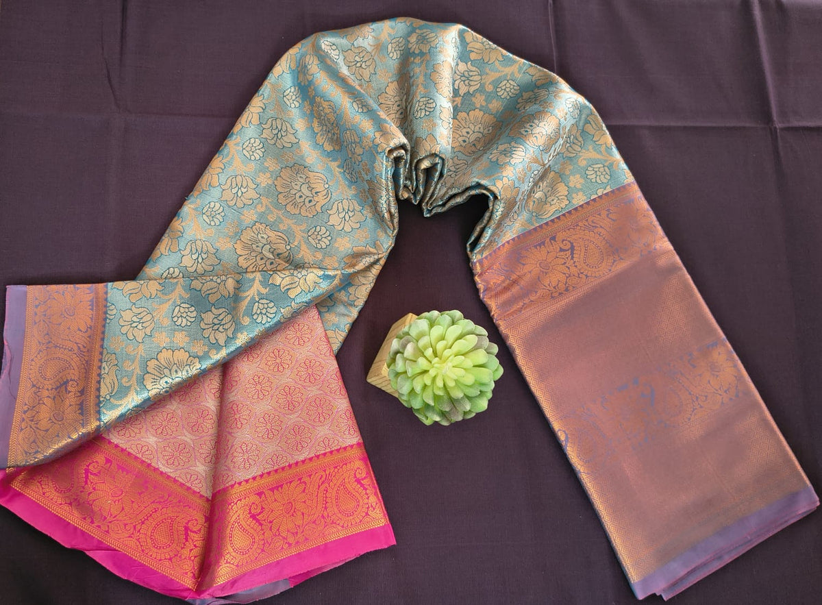 Pattu Saree with Blouse – Silk Saree, Zari Border