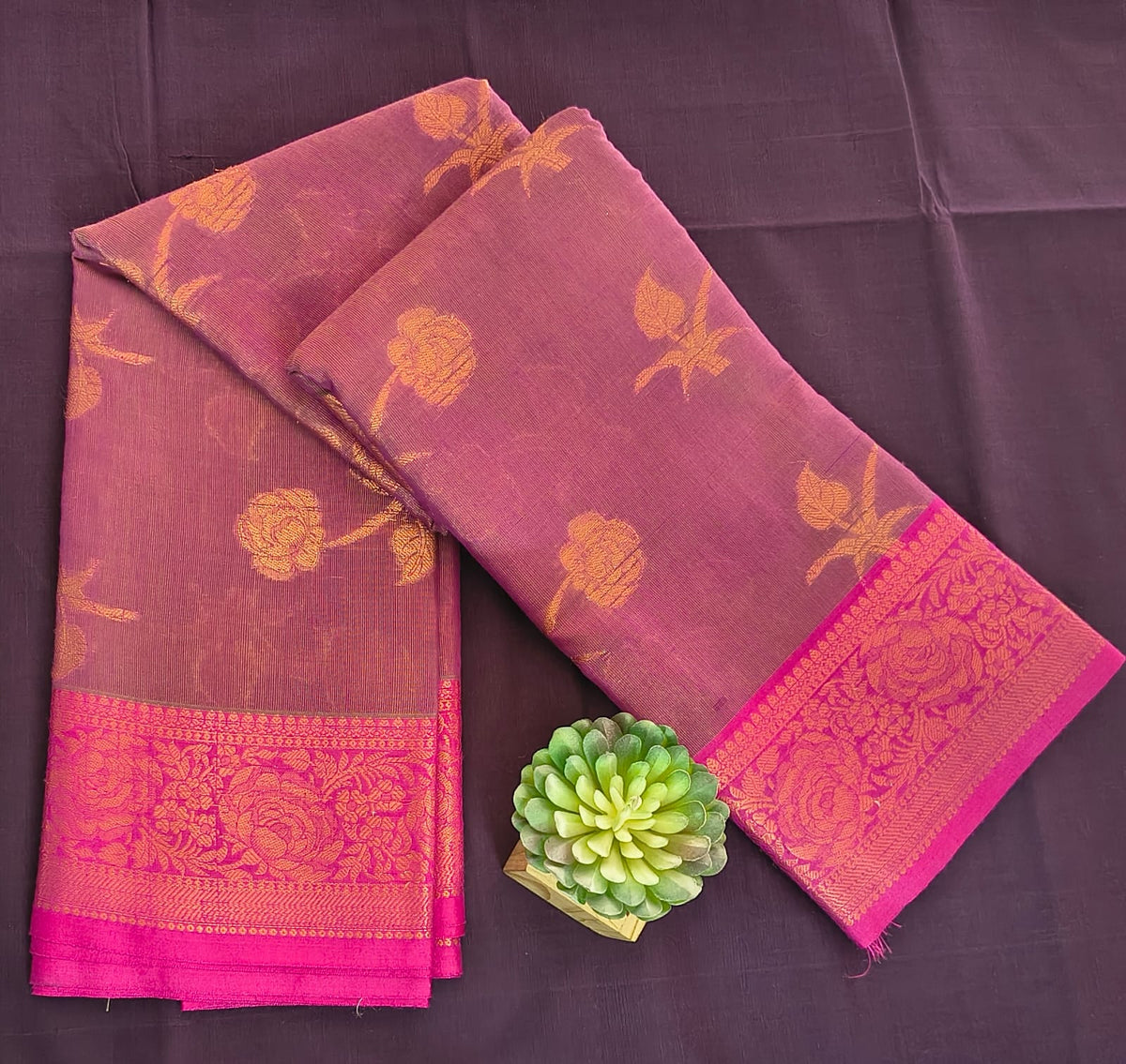 Silk Cotton Saree with Blouse – Zari Border Saree