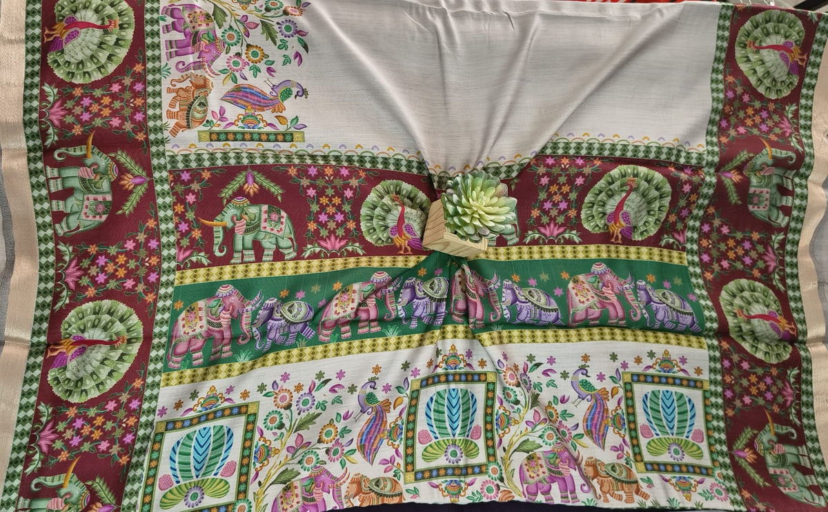 Bangalore Silk Saree with Blouse – Print Silk Saree