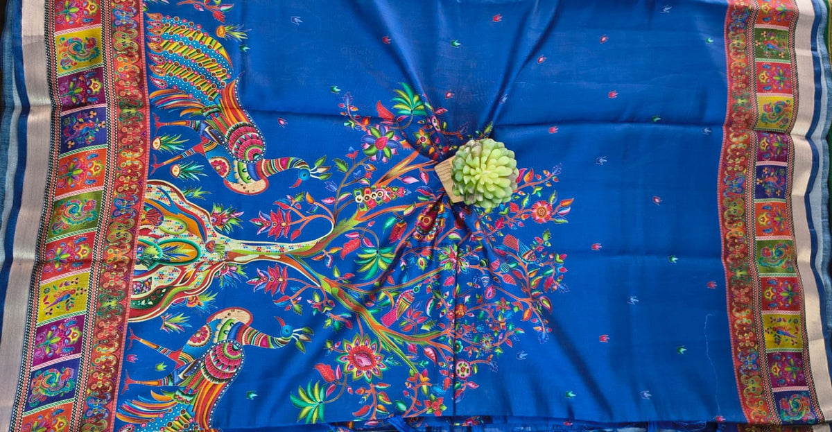 Bangalore Silk Saree with Blouse – Print Silk Saree