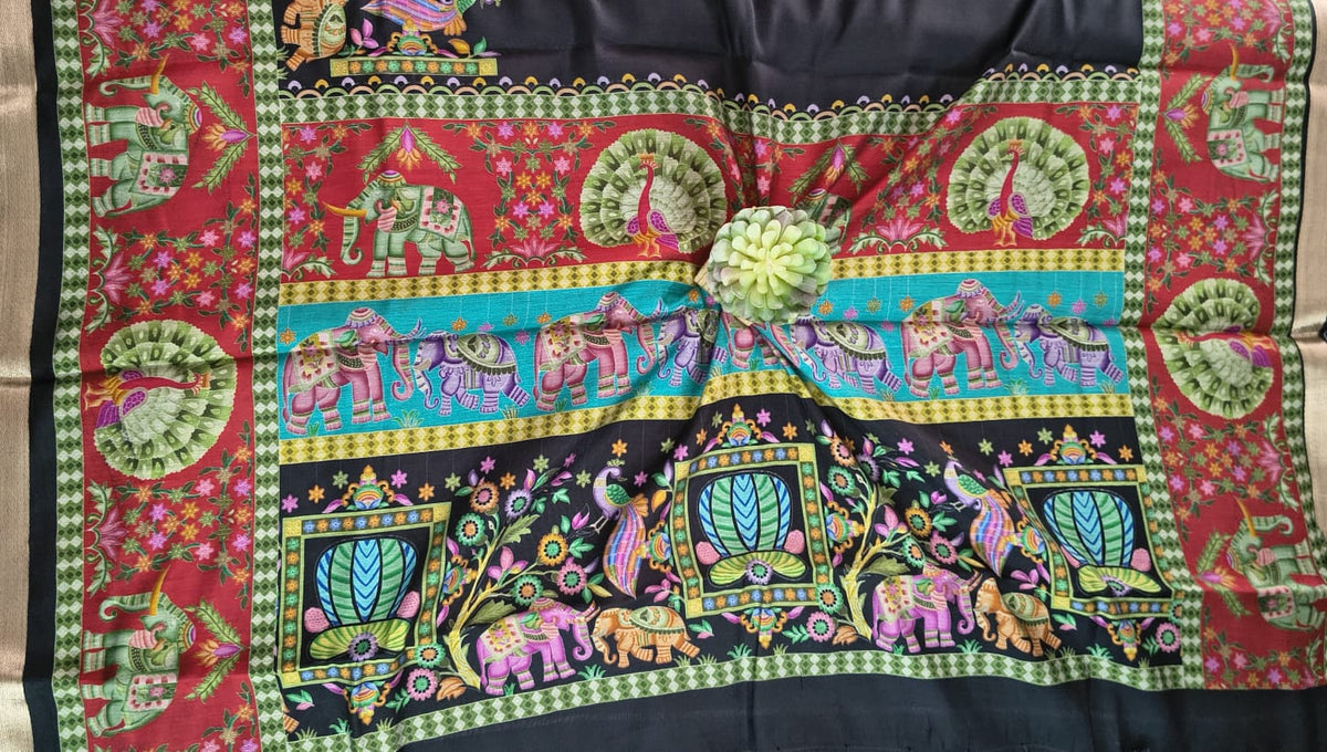 Bangalore Silk Saree with Blouse – Print Silk Saree