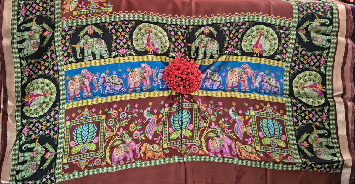 Bangalore Silk Saree with Blouse – Print Silk Saree