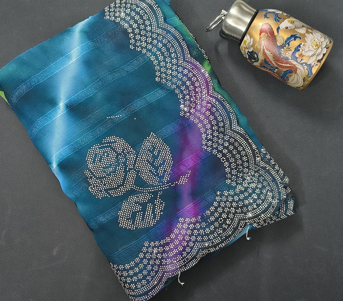 Stone Fancy Saree with Blouse – Tie-Dye Ombre Saree