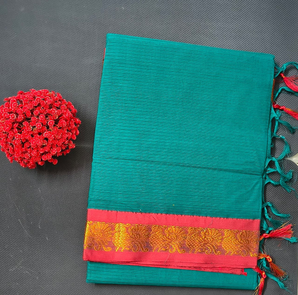 Cotton Sarees – Solid Color Saree with Zari Border
