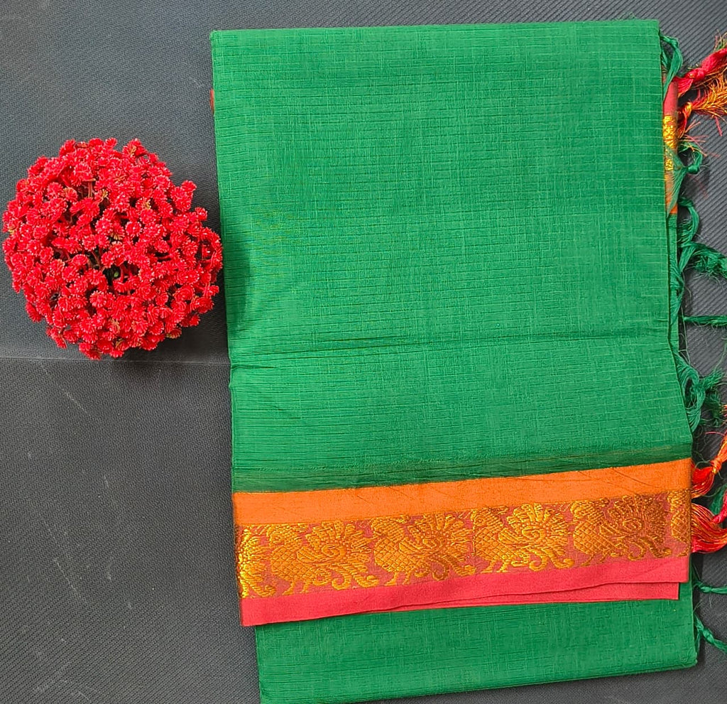 Cotton Sarees – Solid Color Saree with Zari Border