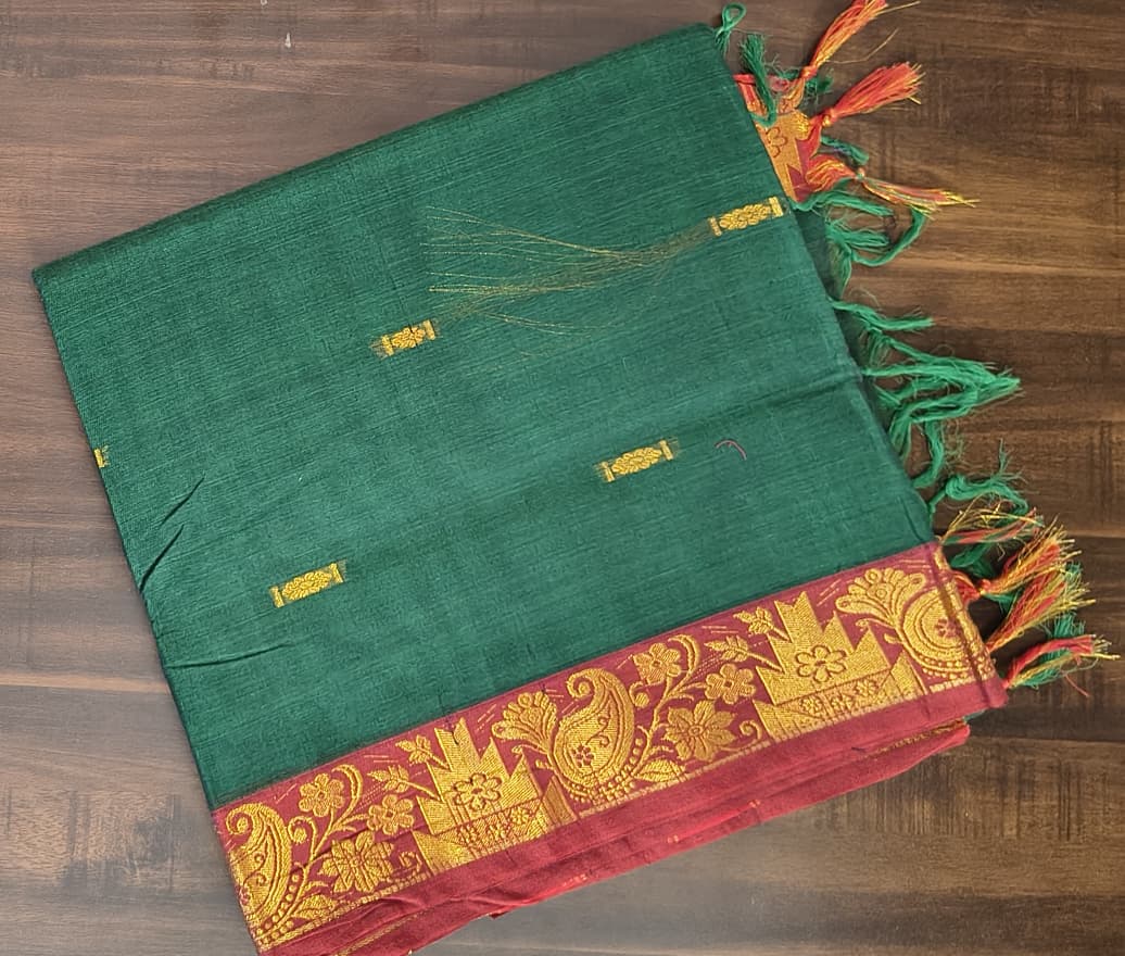Cotton Sarees 8 Mtrs with Blouse – Zari Border