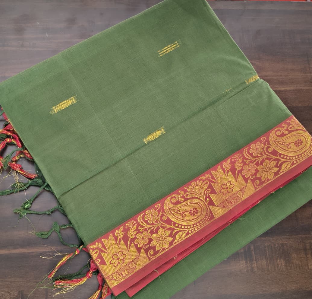 Cotton Sarees 8 Mtrs with Blouse – Zari Border