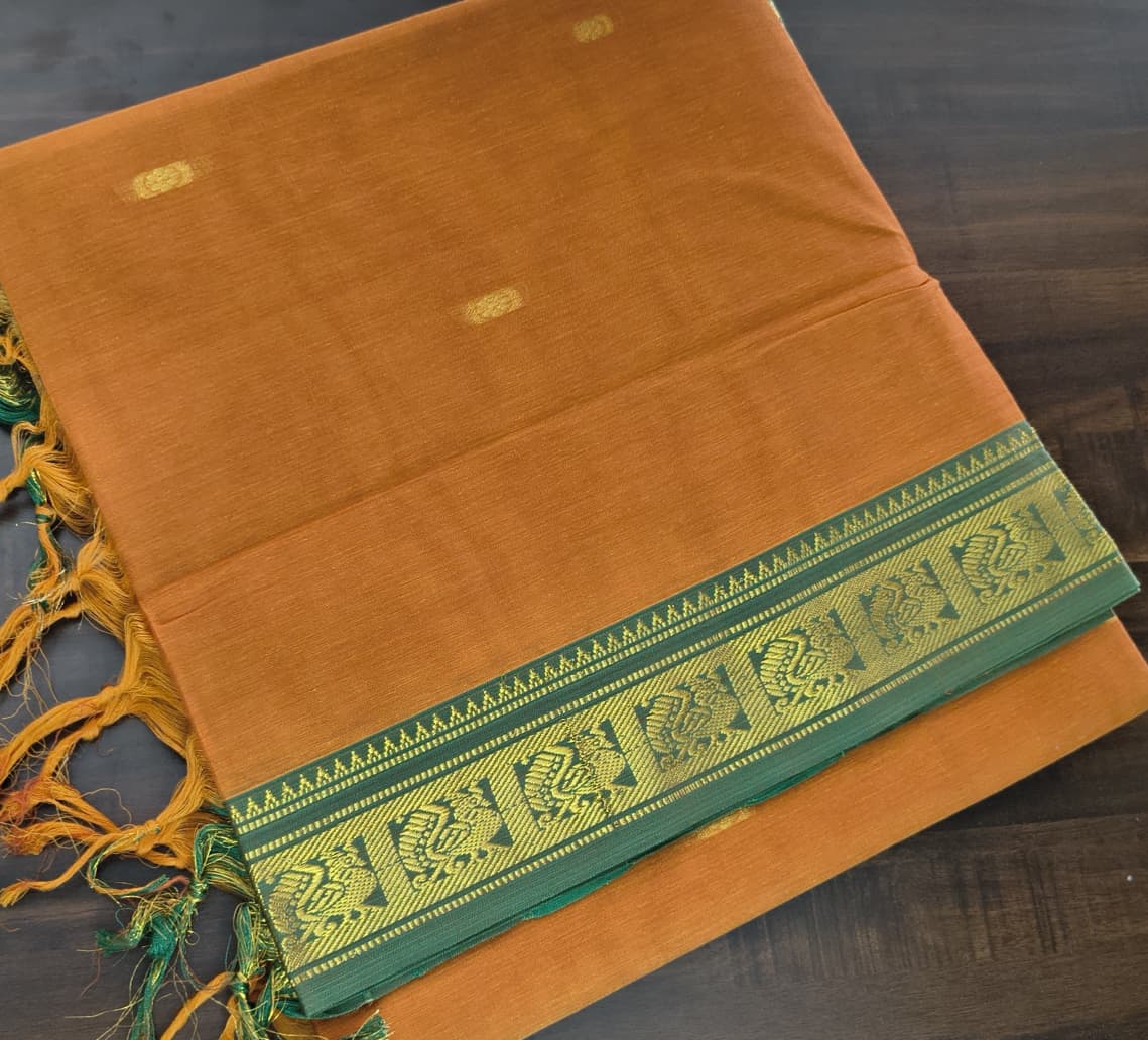 Cotton Sarees 8 Mtrs with Blouse – Zari Border