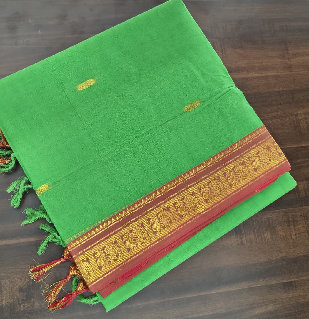 Cotton Sarees 8 Mtrs with Blouse – Zari Border