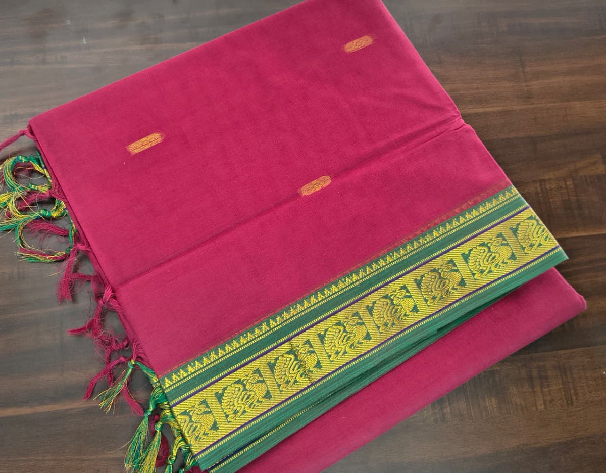 Cotton Sarees 8 Mtrs with Blouse – Zari Border