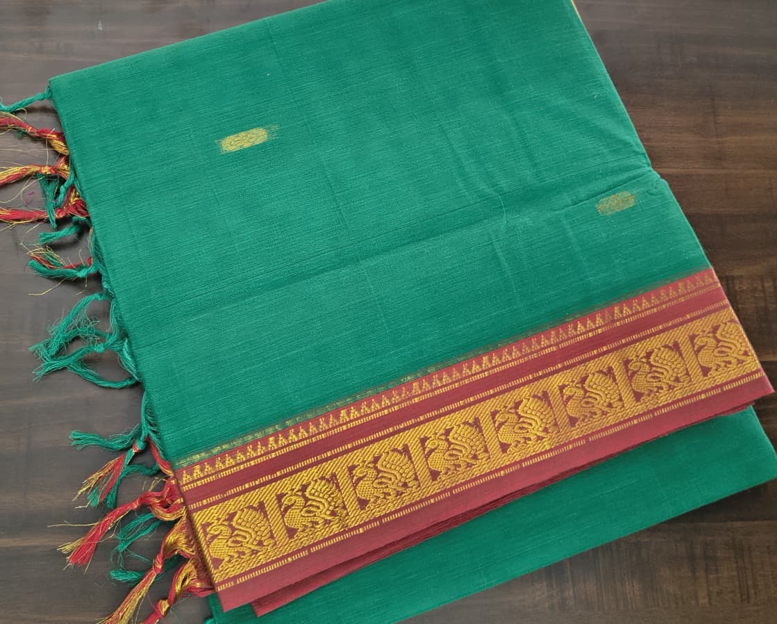 Cotton Sarees 8 Mtrs with Blouse – Zari Border