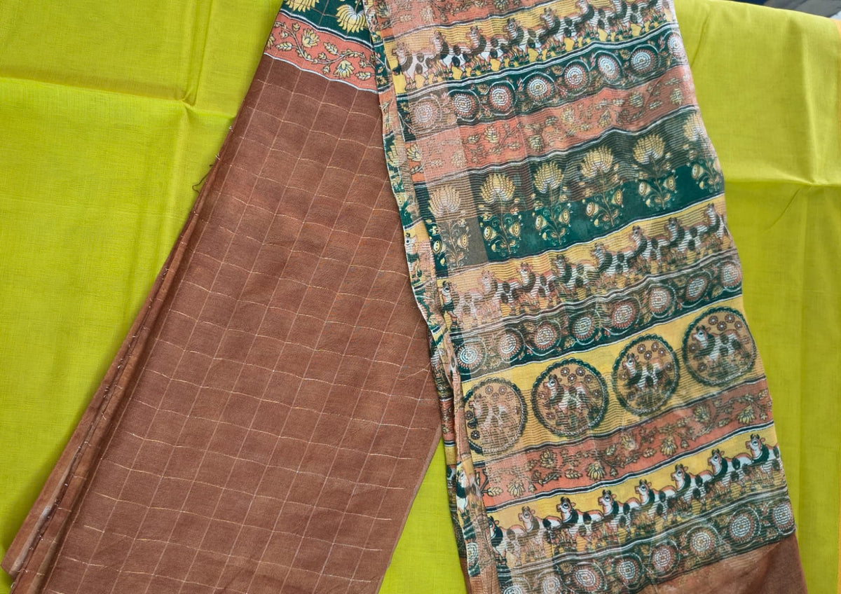 Silk Cotton Saree with Blouse – Printed Saree