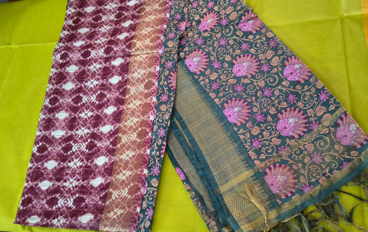 Silk Cotton Saree with Blouse – Printed Saree