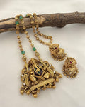 Ganesha Antique Gold Temple Jewellery Set with Jhumkas