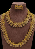 Traditional South Indian Bridal Temple Coin Necklace Combo Set